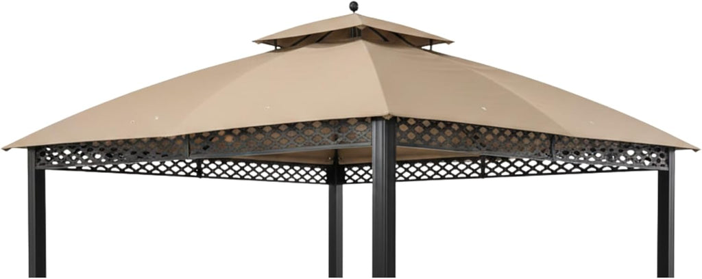 Garden Winds Reinforced RipLock 350 Replacement Canopy Top Cover Compatible with Oakmont 10' x 12' Gazebo Models L-GZ1188PST-A, A111007800 - Beige