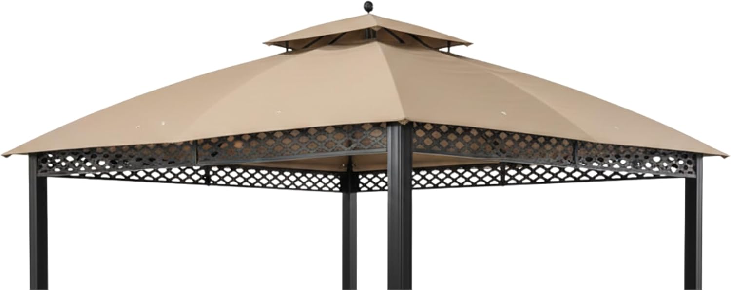 Garden Winds Reinforced RipLock 350 Replacement Canopy Top Cover Compatible with Oakmont 10' x 12' Gazebo Models L-GZ1188PST-A, A111007800 - Beige