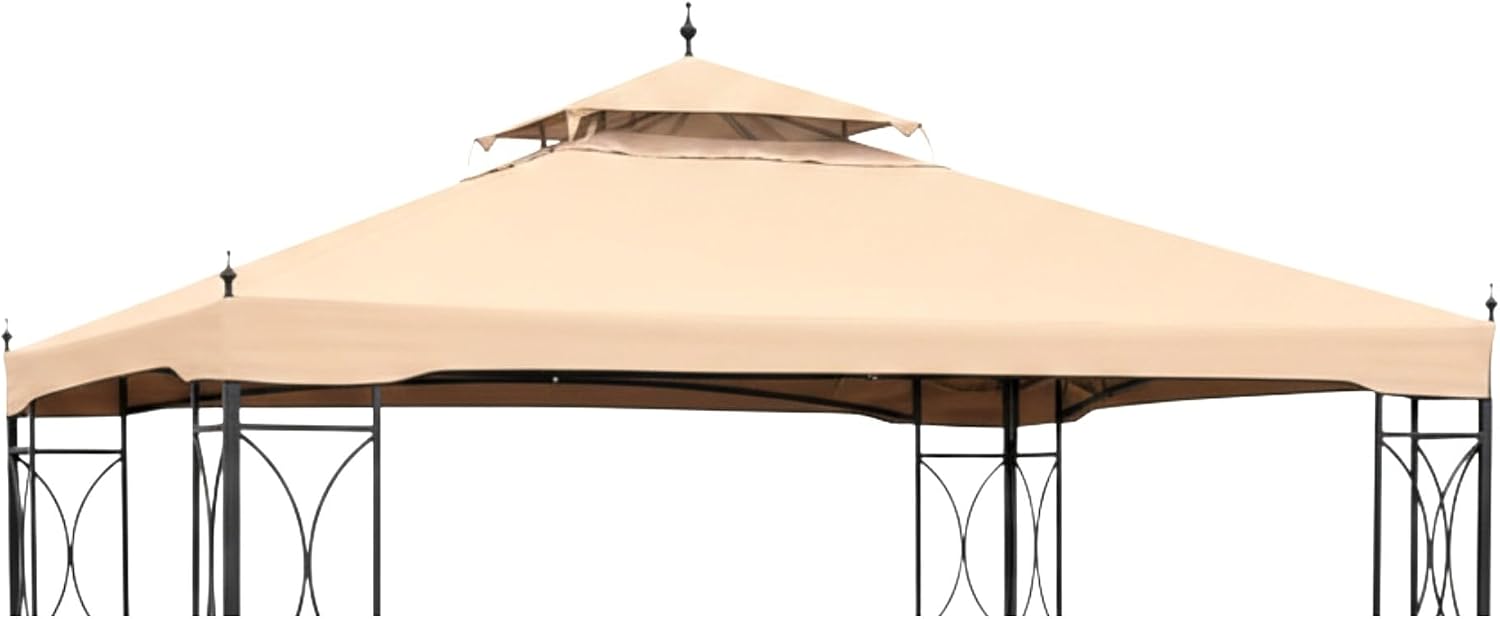 Garden Winds Reinforced Replacement Canopy Top Cover Compatible with The TJ-288-1012, TJ2881012 ABCCANOPY and MasterCanopy Arrow Crescent 10' x 12' Gazebo - Classic Sand, Riplock 350