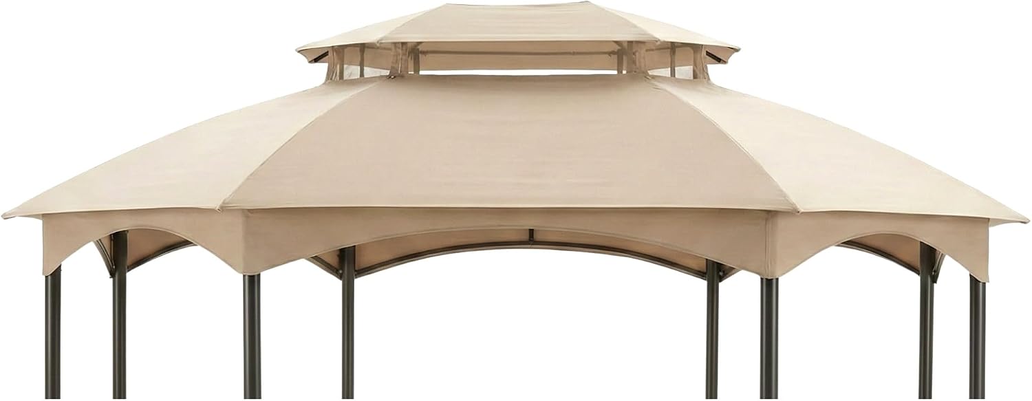 Garden Winds Reinforced Replacement Canopy Top Cover Compatible with The L-GZ1138PST Manhattan Oval Gazebo - Classic Sand, Riplock 350