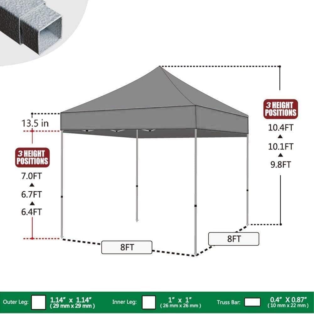 Eurmax USA 8x8ft Pop Up Canopy, Commercial Instant Tent for Outdoor Events, Patented No-Tip Rolling Storage Bag with 4 Sandbags, UV & Water Resistant, Heavy Duty Portable Shelter Gazebo,Forest Green