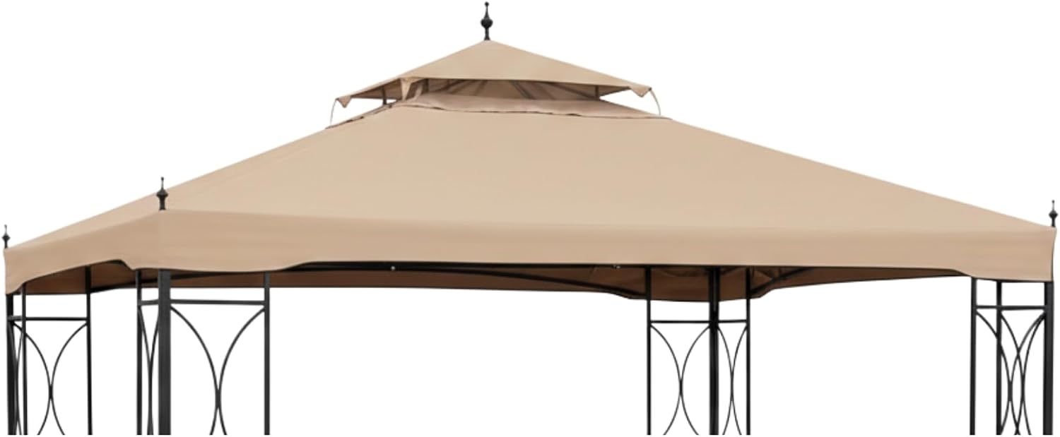 Garden Winds Reinforced RipLock 350 Replacement Canopy Top Cover Compatible with ABCCanopy Arrow Crescent 10' x 12' Gazebo Models TJ-288-1012, TJ2881012 - Beige