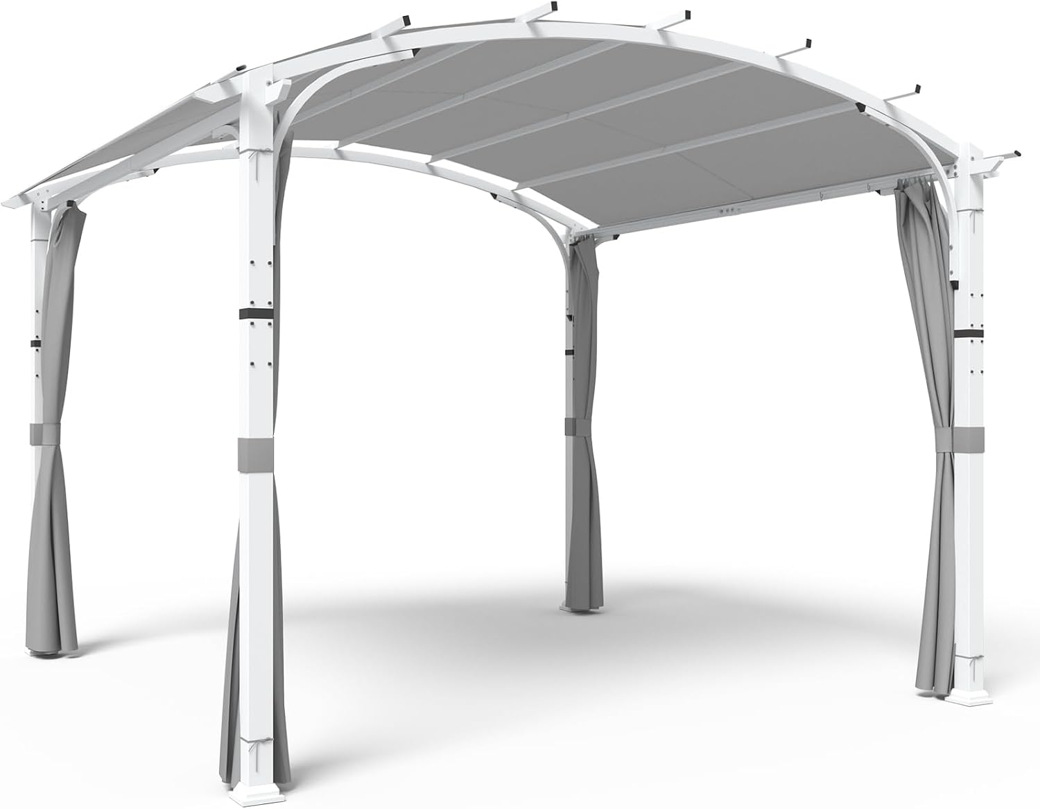 COOS BAY 11x11 Outdoor Pergola with Removable Sidewalls, Steel Frame Pergola with Arched Roof for Patio, Backyard & Garden, Weather Resistant Textilene Shade, Gray