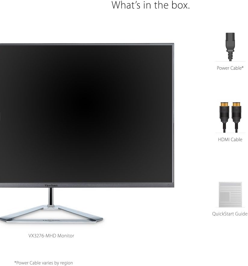 ViewSonic VX3276-MHD 32 Inch 1080p Monitor, IPS with Screen Split Capability and Eye Care Technology for Home and Office Entertainment, Ultra-Thin Bezels, DisplayPort, and HDMI Inputs