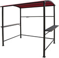 COBANA Grill Gazebo 8'by 4.6' Outdoor Patio BBQ Canopy with Single-Tier Soft Top and Metal Shelves, Red