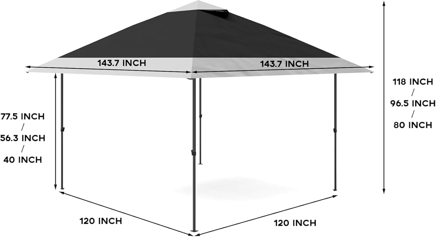 Garvee 12x12 ft Pop Up Gazebo,Canopy Tent on Clearance,Outdoor Patio Gazebo,Tent for Party,Wedding,Outdoor Dining,Backyard(Dark Grgy+Light Grey)