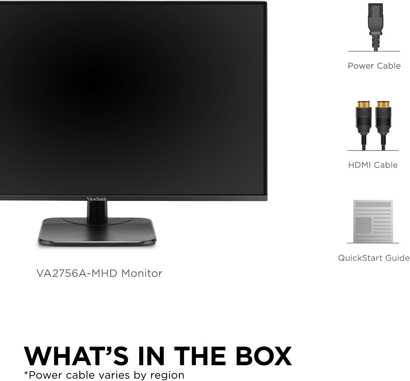 ViewSonic VA2756A-MHD 27 Inch 1080p Monitor, IPS Display with 120Hz for Enhanced Home and Office Productivity, Eye Care Technology, HDMI, DisplayPort, and VGA Inputs
