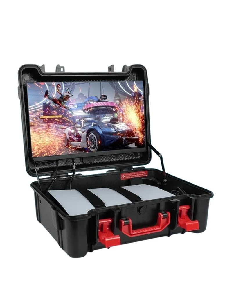 ARMORR GAMERSBOX Portable Gaming Monitor - 21.5' FHD IPS Display (max. 75Hz, FreeSync), Tough IP65 Hard Shell Case, Compatible with PS4/PS5 Xbox, HDMI Cable, Wheeled Trolley & VESA Stand
