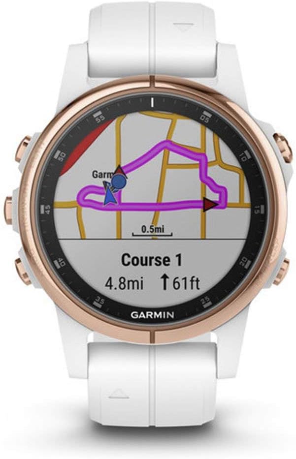Garmin Fenix 5s Plus, Smaller-Sized Multisport GPS Smartwatch, Features Color TOPO Maps, Heart Rate Monitoring, Music and Garmin Pay, White/Rose Gold (Renewed)