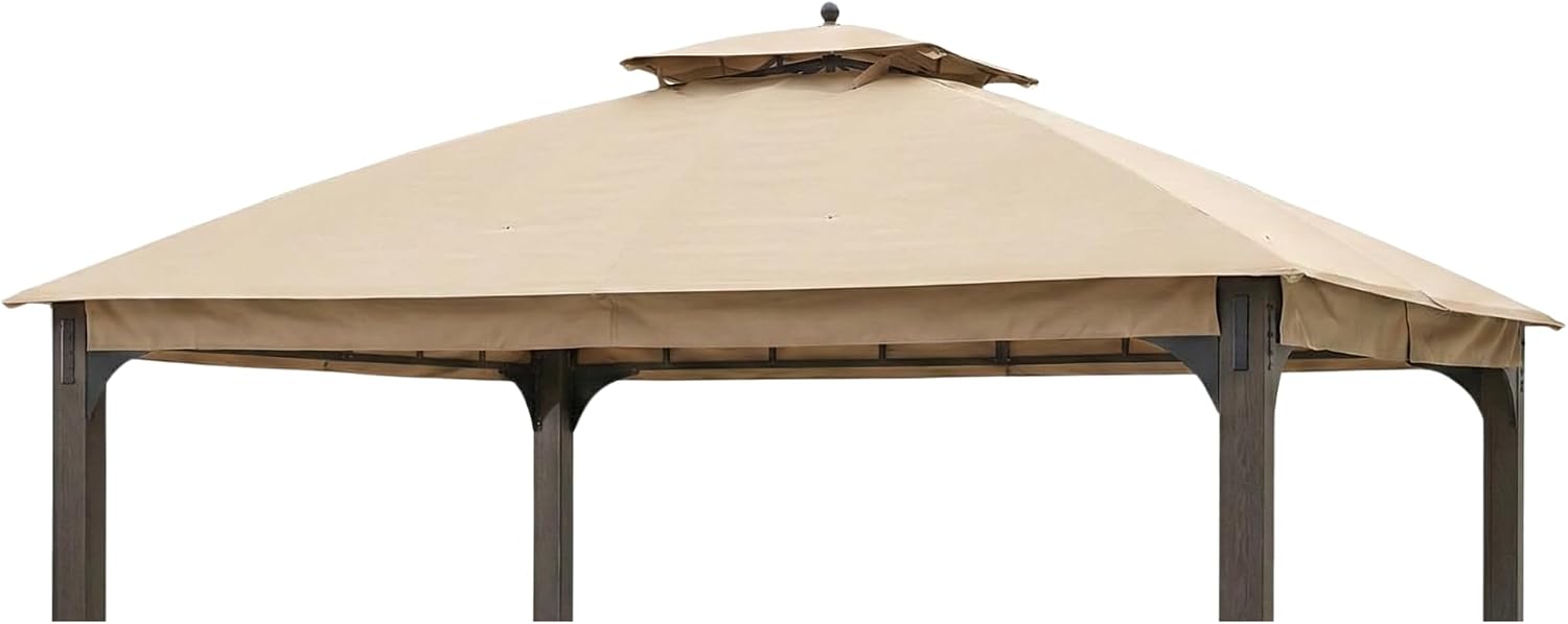 Garden Winds Durable 350 Replacement Canopy Top Compatible with Shadow Creek 10' x 12' Gazebo Model L-GZ1140PST - Beige
