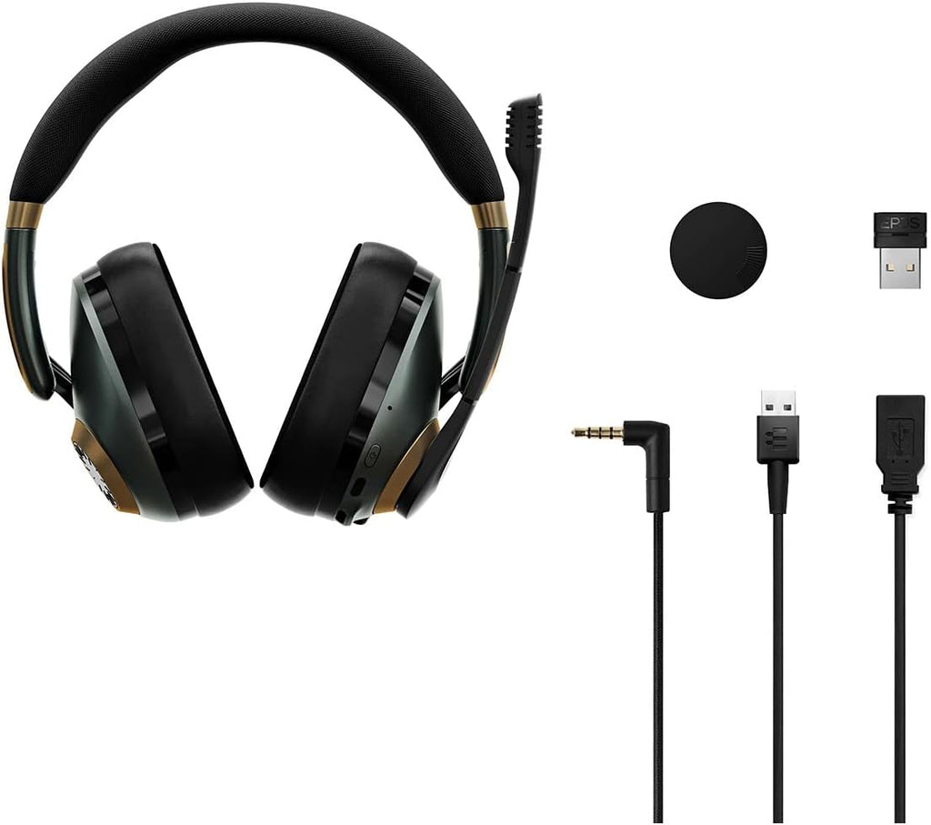EPOS H3Pro Hybrid Gaming Headset - PC Headphones with Microphone - Noise-Cancellation, Adjustable, Smart Button Audio Mixing, Bluetooth, Gaming Suite, Surround Sound - Racing Green
