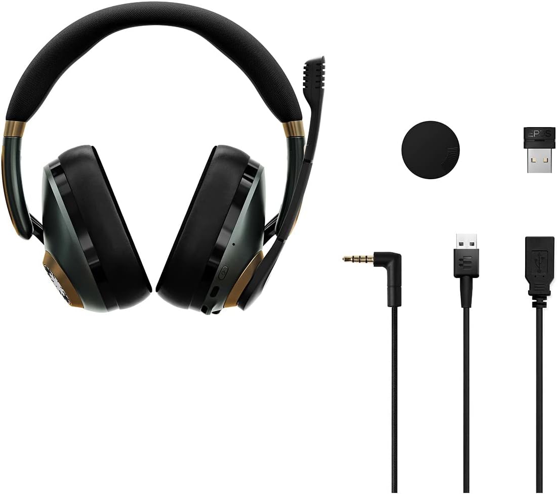 EPOS H3Pro Hybrid Gaming Headset - PC Headphones with Microphone - Noise-Cancellation, Adjustable, Smart Button Audio Mixing, Bluetooth, Gaming Suite, Surround Sound - Racing Green
