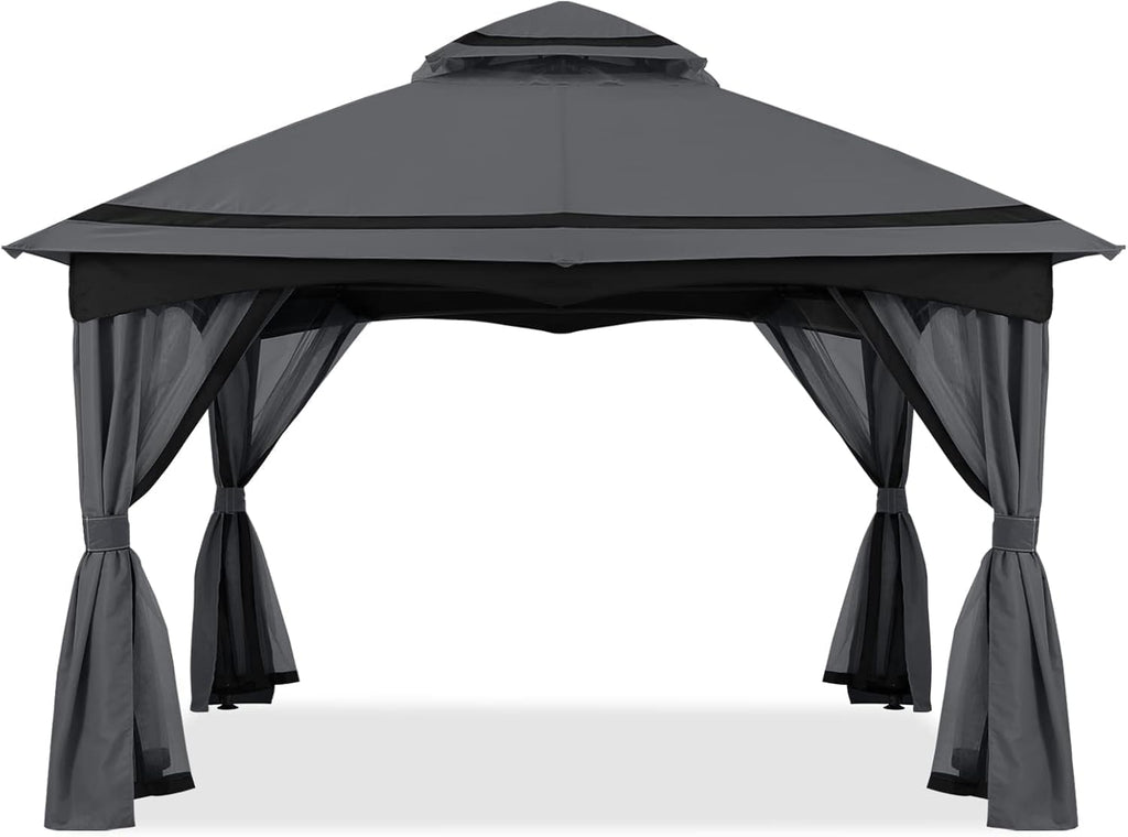 MASTERCANOPY 10x10FT Outdoor Patio Gazebo with Mosquito Netting for Backyard, Patio, Garden Dark Grey