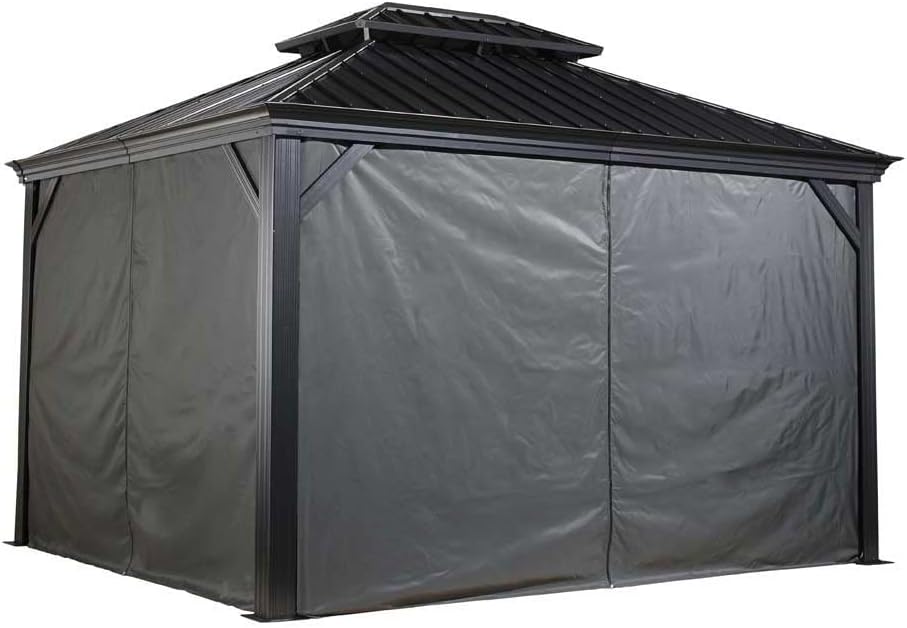 Sojag 135-6158298 Polyester Gazebos Curtains for Messina Hard Top Sun Shelter, 10' x 12' 12'x16', Grey
