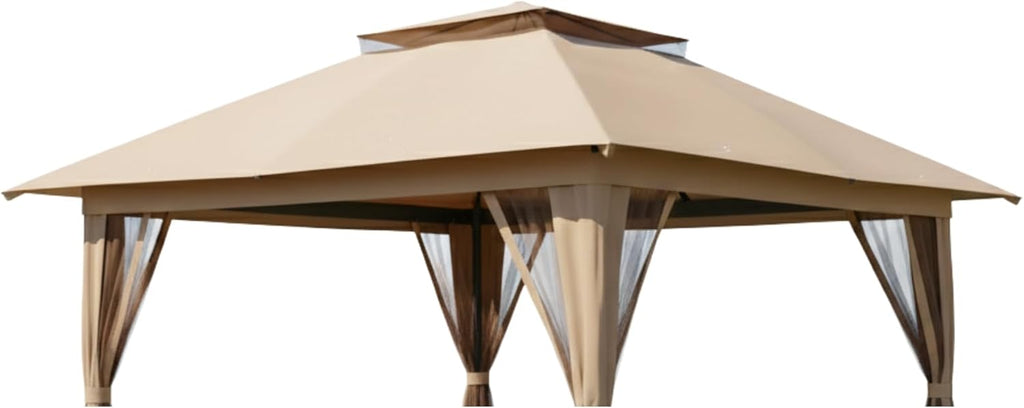 Garden Winds Reinforced RipLock 350 Replacement Canopy Top Cover Compatible with Crown Shades 13' X 13' Pop Up Gazebo Models CA169M, CS-CA169M - Beige