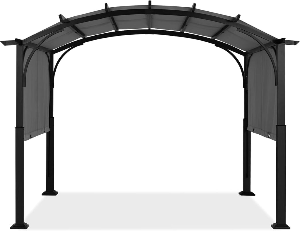 ABCCANOPY Outdoor Pergola 10'x10', Arched Patio Gazebo with Retractable Sun Shade, Dary Gray