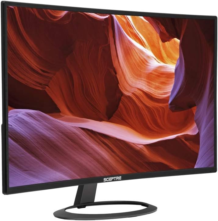 Sceptre C325W-1920R 32' 1800R Curved Monitor 1080P HDMI DisplayPort Ultra Thin Build-in Speakers, Metal Black