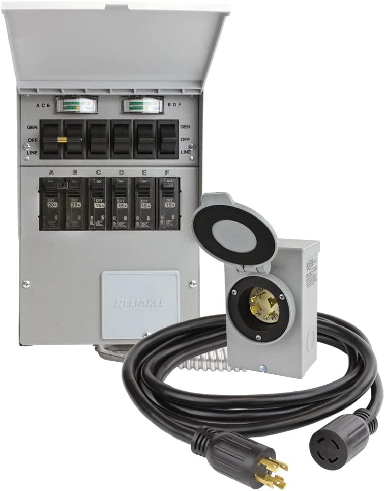Reliance Controls 30 amps 240 volt 2 space 6 circuits Surface Mount Generator Power Transfer Kit