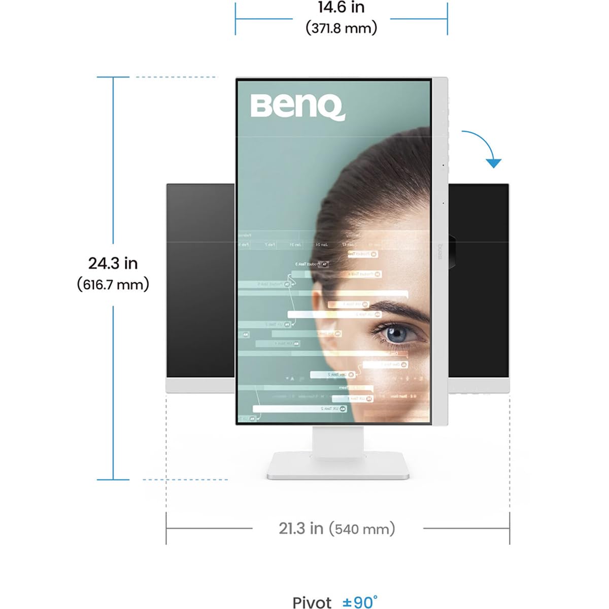 BenQ GW2486TC Office USB hub Monitor 24' 1080p | Coding Mode | IPS | Eye-Care Tech | Adaptive Brightness | Height Adjustable | White Monitor | Noice-Cancelling Mic | Daisy Chain | USB-C