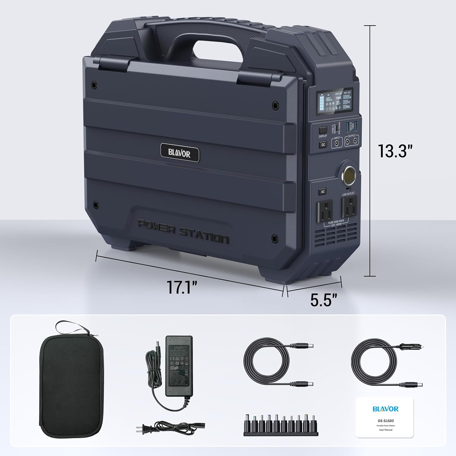 BLAVOR Portable Power Station 1600W (Peak 3200W), Built-in Solar Panel, 1024Wh LiFePO4 Battery, 100W USB-C Fast Charge, Solar Generator for Home Backup, Camping, Power Outages & RV