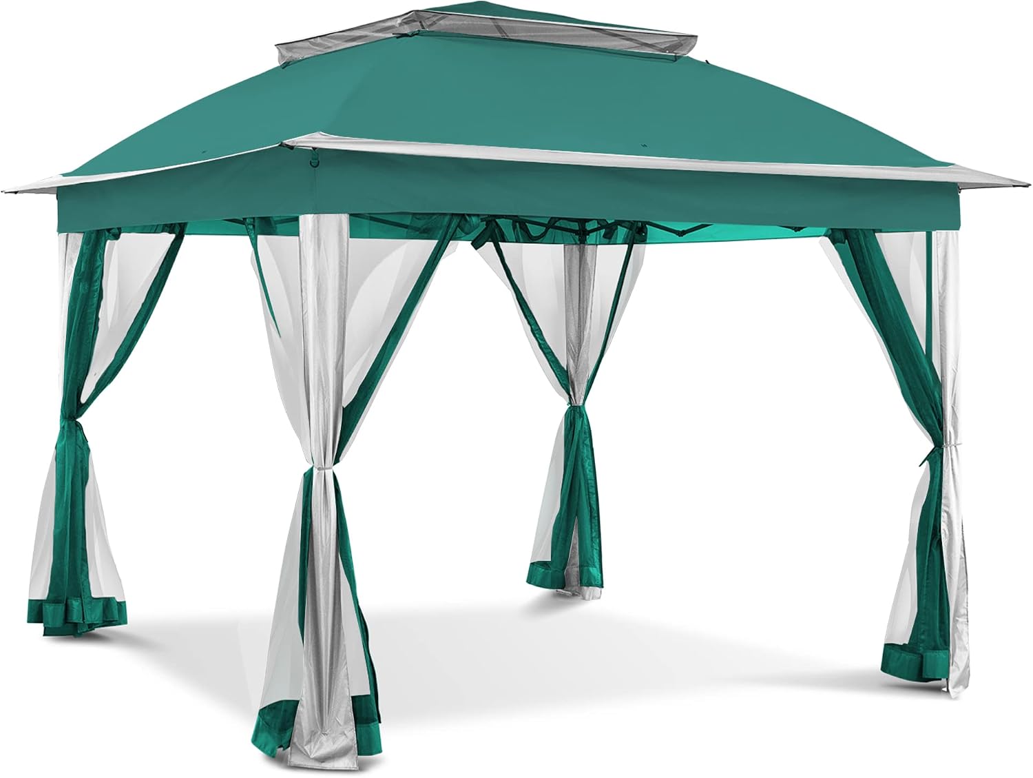 Joyside Pop Up Canopy Tent - 11'x11' Green Gazebo with Mosquito Netting