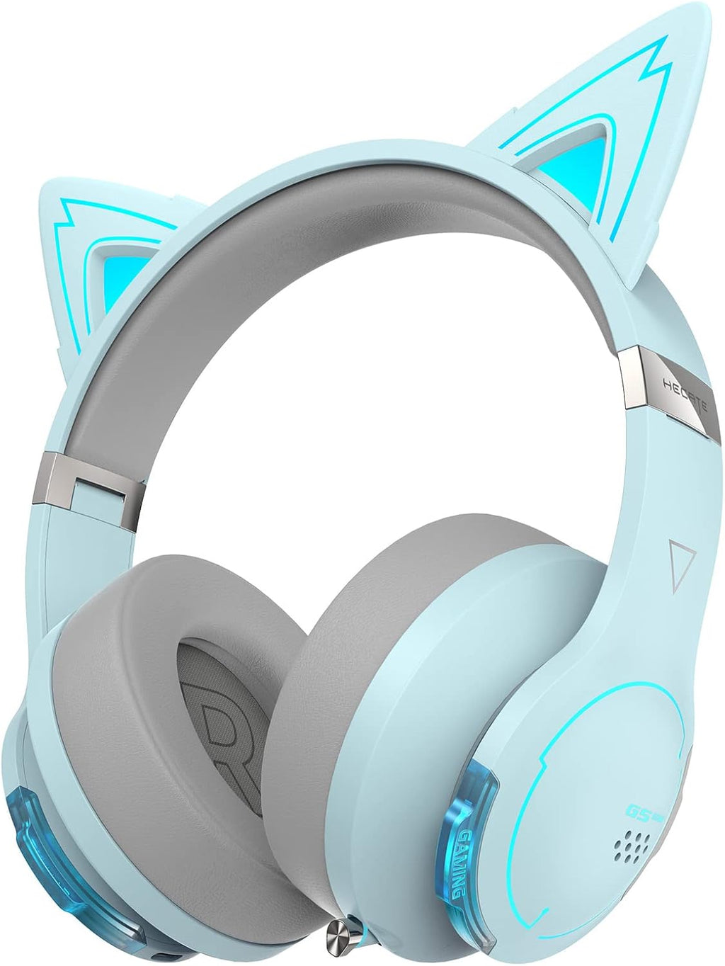 Edifier G5BT CAT Wireless Bluetooth Gaming Headset with Mic, Wired Cat Ear Headphones, Over Ear Headphones with Detachable Cat Ear, RGB Light, for PC, PS5, PS4, Nintendo Switch (Blue)