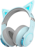 Edifier G5BT CAT Wireless Bluetooth Gaming Headset with Mic, Wired Cat Ear Headphones, Over Ear Headphones with Detachable Cat Ear, RGB Light, for PC, PS5, PS4, Nintendo Switch (Blue)