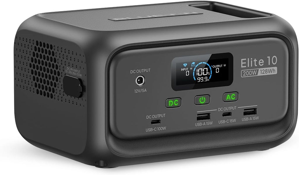 BLUETTI Elite 10 Mini Portable Power Station, 128Wh LiFePO4 Battery with 200W AC Outlet, Flight-Approved Power Bank for Travel, Fast Recharge Solar Generator for Camping & Outage Emergency Backup