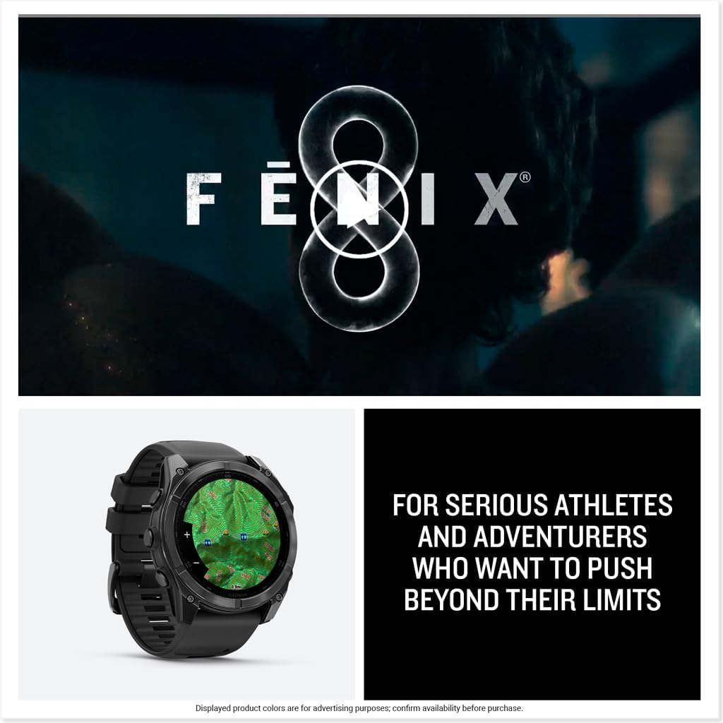 Garmin fēnix® 8 – 51 mm, AMOLED, Premium Multisport GPS Smartwatch, Long-Lasting Battery Life, Dive-Rated, Built-in LED Flashlight, Slate Gray with Black Band