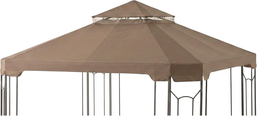 Garden Winds Reinforced Replacement Canopy Top Cover Compatible with The GFS00744A Cottleville 10' x 10' Gazebo - Classic Brown, Riplock 350