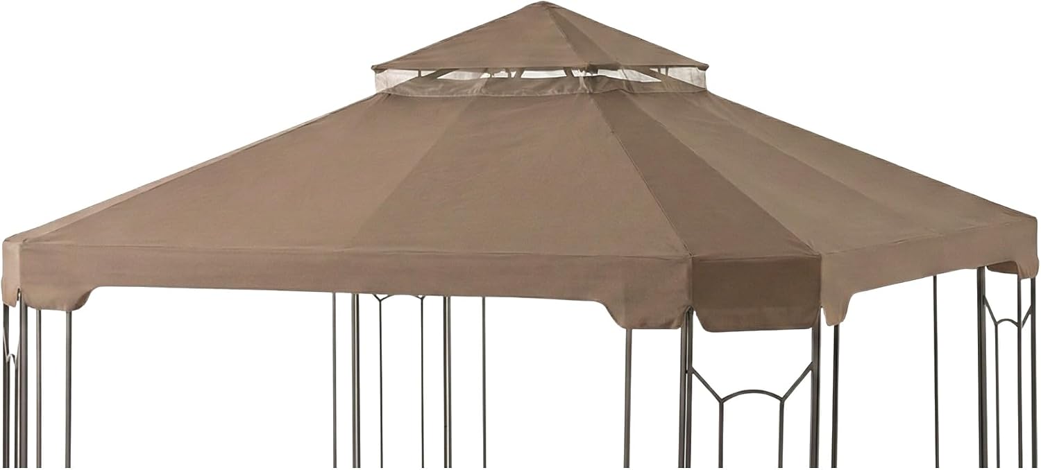 Garden Winds Reinforced Replacement Canopy Top Cover Compatible with The GFS00744A Cottleville 10' x 10' Gazebo - Classic Brown, Riplock 350