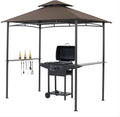 Outdoor Grill Gazebo Tent BBQ Canopy for Outdoor Barbeque Shelter Girll Canopy Grill Gazebo Hardtop with Stable Steel Frame / L96 x W60 x H101 Inch Deep Brown