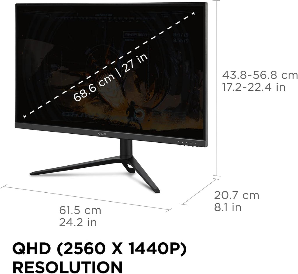 ViewSonic VX2728J-2K 27 Inch 1440p Gaming Monitor, IPS with 180Hz and 0.5ms for Smooth Gameplay, FreeSync Premium and G-Sync Compatible, Eye Care Technology, Advanced Ergonomics, HDMI, and DisplayPort
