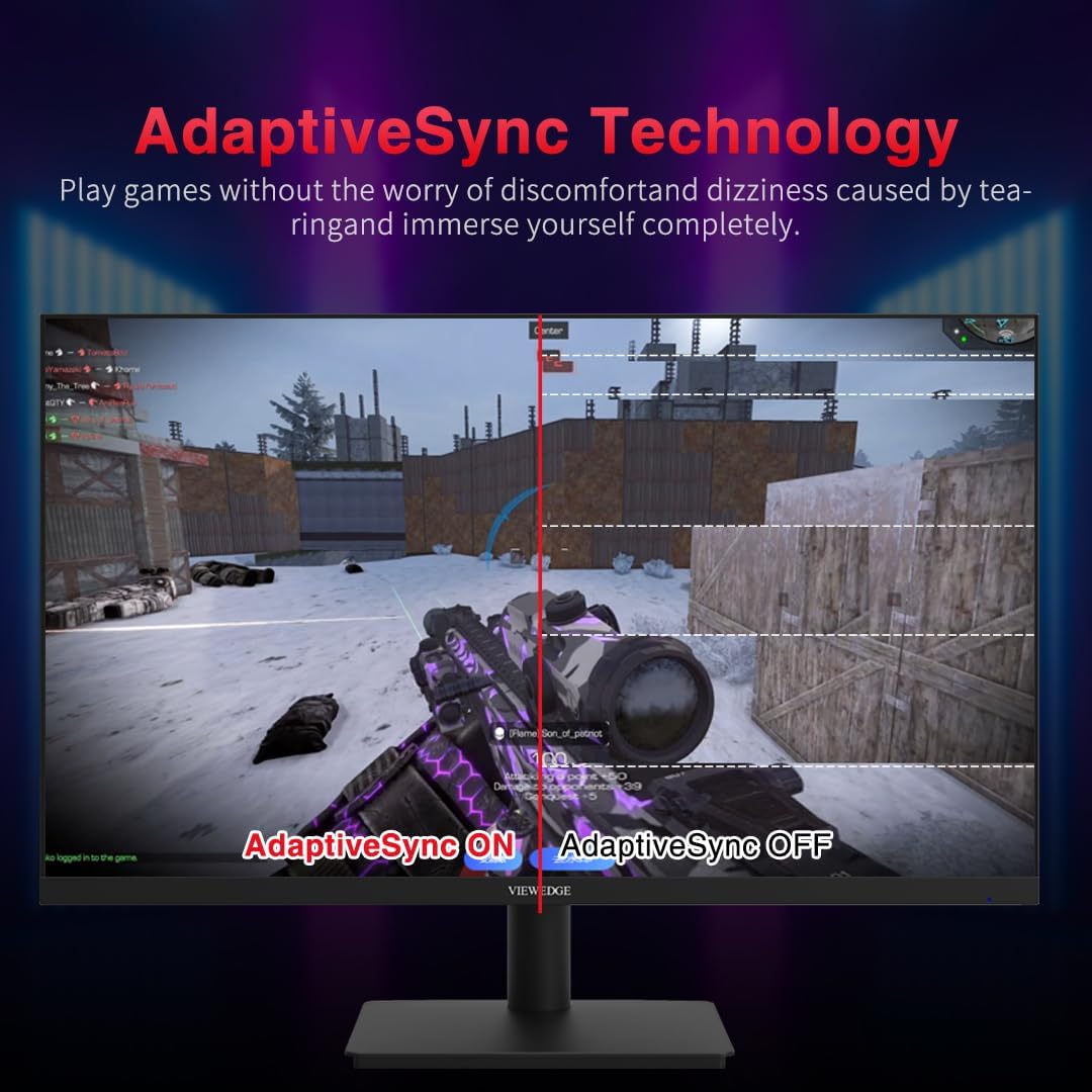 Viewedge 27 inch Gaming Monitor 180hz (Supports 144hz/165hz) 1ms, 110% sRGB 1080p IPS Computer Monitor, DP HDMI, Built-in Speakers, Support Freesync and Wall Mount