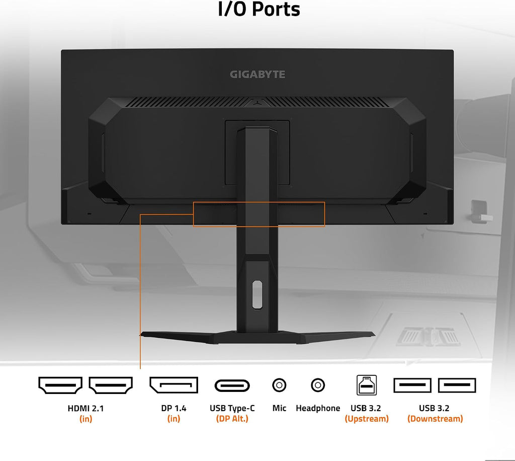 GIGABYTE MO34WQC - 34' QD-OLED Curved Gaming Monitor - WQHD 3440x1440 - Curved - 175Hz - 0.03ms GTG - AMD FreeSync Premium Pro - Type C KVM - HDMI, DP, Type C - Height Adjustable - Black (MO34WQC SA)