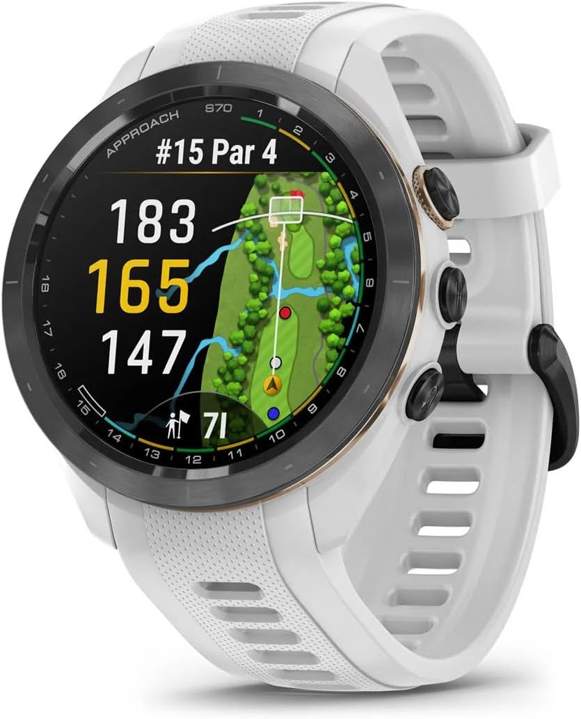 Garmin Approach S70 42MM GPS Golf Fitness Preimum Smartwatch for Men, Lightweight 1.2' Touchscreen AMOLED Display and 42000 Preloaded Courses -White- Garmin Watches for Men