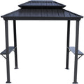 Kozyard 6' x 8' BBQ Hardtop Grill Gazebo, Outdoor Barbecue Shelter with Double Galvanized Metal Roof, Aluminum BBQ Gazebo with 2 Side Shelves for Outdoor Grilling Station (Gray, 6ft x 8ft)