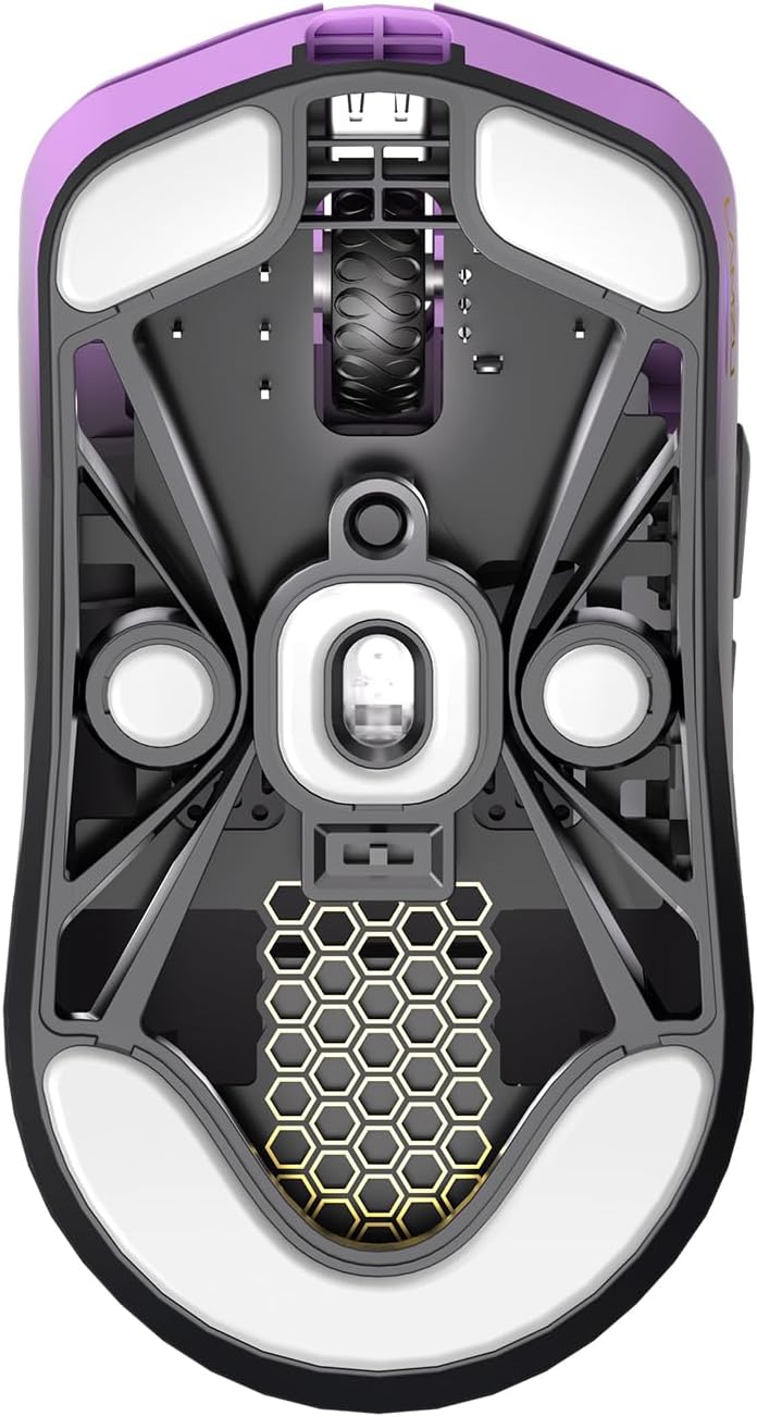 Lamzu Maya X Wireless Gaming Mouse, Ultra Lightweight 47g, Optical Switch, Maximum 30000 DPI, Symmetrical, MCU Nordic 52840, Dust-Proof Encoder, PAW3950 Sensor(Larger Maya) (Purple)