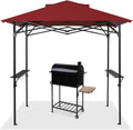 EAGLE PEAK 8x5 Pop up Grill Gazebo with Carry Bag, Instant Outdoor BBQ Canopy Tent with Air Vent for Barbeque, Picnic and Patio, Red