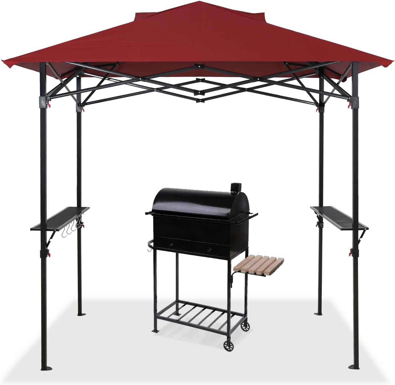EAGLE PEAK 8x5 Pop up Grill Gazebo with Carry Bag, Instant Outdoor BBQ Canopy Tent with Air Vent for Barbeque, Picnic and Patio, Red