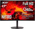 acer Nitro 27' 1500R Curved Full HD PC Gaming Monitor | AMD FreeSync Premium | 240Hz | 1ms VRB | Speakers | HDR10 | ErgoStand | VESA Mounting Compliant | 1 x DP 1.4 & 2 x HDMI 2.0 | XZ270 X2bmiiphx