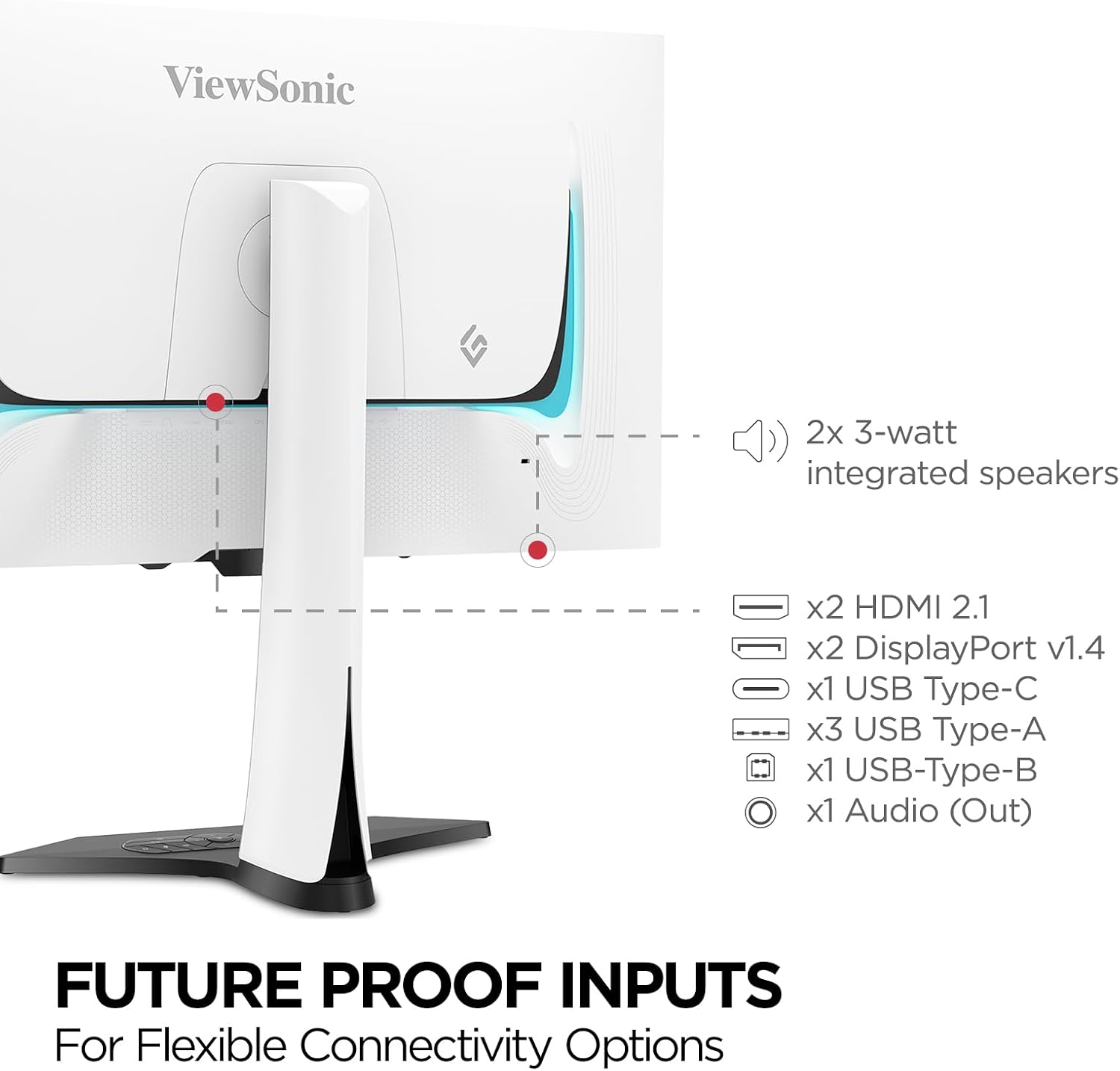 ViewSonic XG272-2K-OLED 27 Inch 1440p 240Hz OLED Ergonomic White Gaming Monitor with up to 0.01ms, FreeSync Premium, G-Sync Compatibility, RGB, and USB-C, HDMI v2.1, DP Inputs