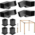 Eapele 8PCS 15° Slanted Roof Pergola Brackets, 3-Way Roof Wall Mount Extension Pergola Kit, Wood Post Base Bracket,Log Cabin