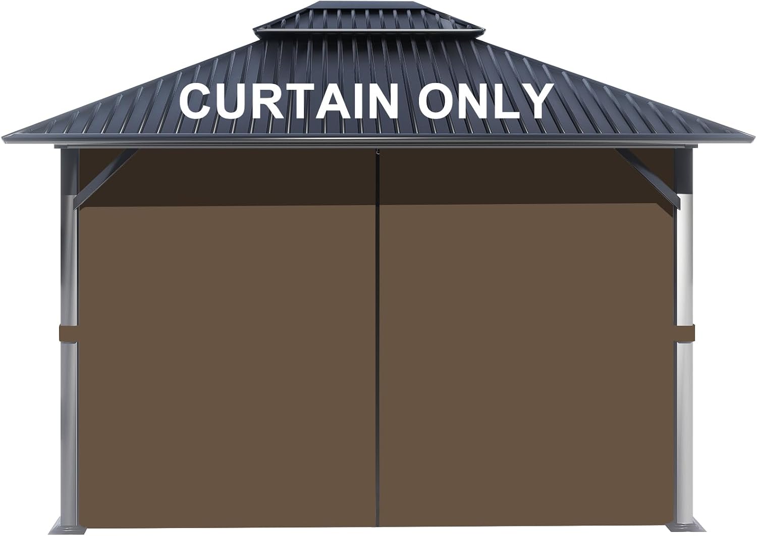 BPS 12' x 14' Gazebo Privacy Curtains with Double Zipper, 4-Panels Side Wall Universal Gazebo Side Panels Replacement for Patio, Outdoor Canopy, Garden and Backyard (Curtain Only)