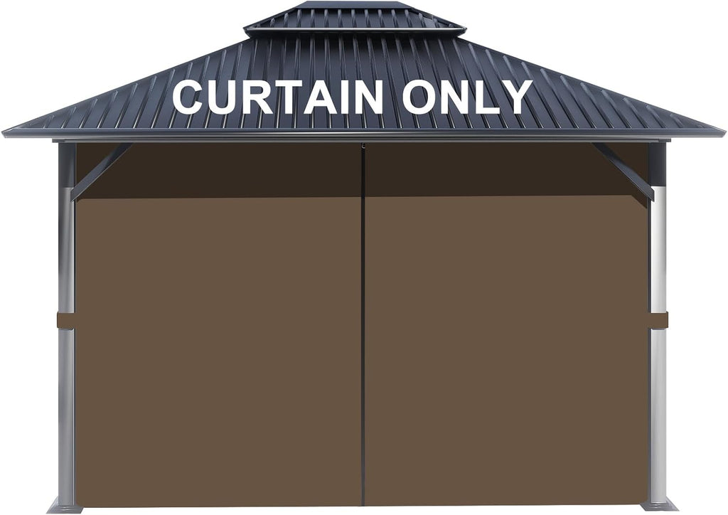 BPS 12' x 16' Gazebo Privacy Curtains with Double Zipper, 4-Panels Side Wall Universal Gazebo Side Panels Replacement for Patio, Outdoor Canopy, Garden and Backyard (Curtain Only)