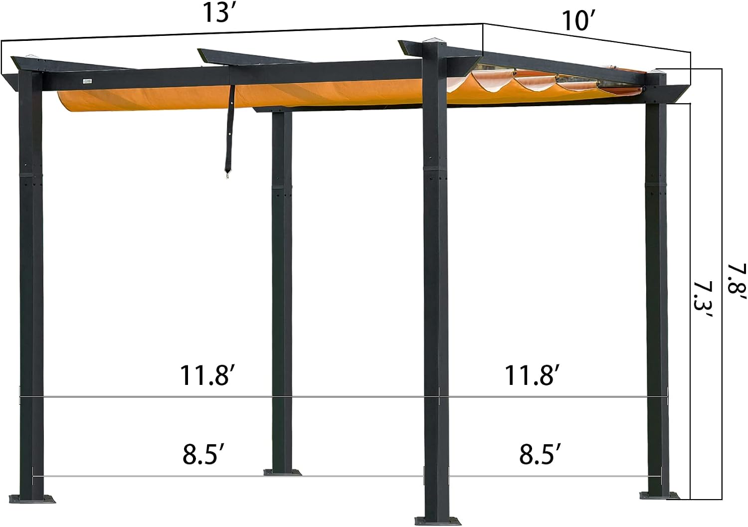 Domi 10x13ft Outdoor Retractable Pergola with Sun Shade Canopy, Pergolas and Gazebos Clearance, Patio Metal Canopy for Deck, Garden, Backyard