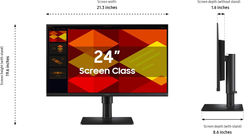 Samsung 24' (S40GD) Borderless Business Monitor with IPS Panel, 100Hz Refresh Rate, Eye Saver Mode, Ergonomic Design, Game Picture Mode, LS24D402GANXGO, 3 Yr Warranty