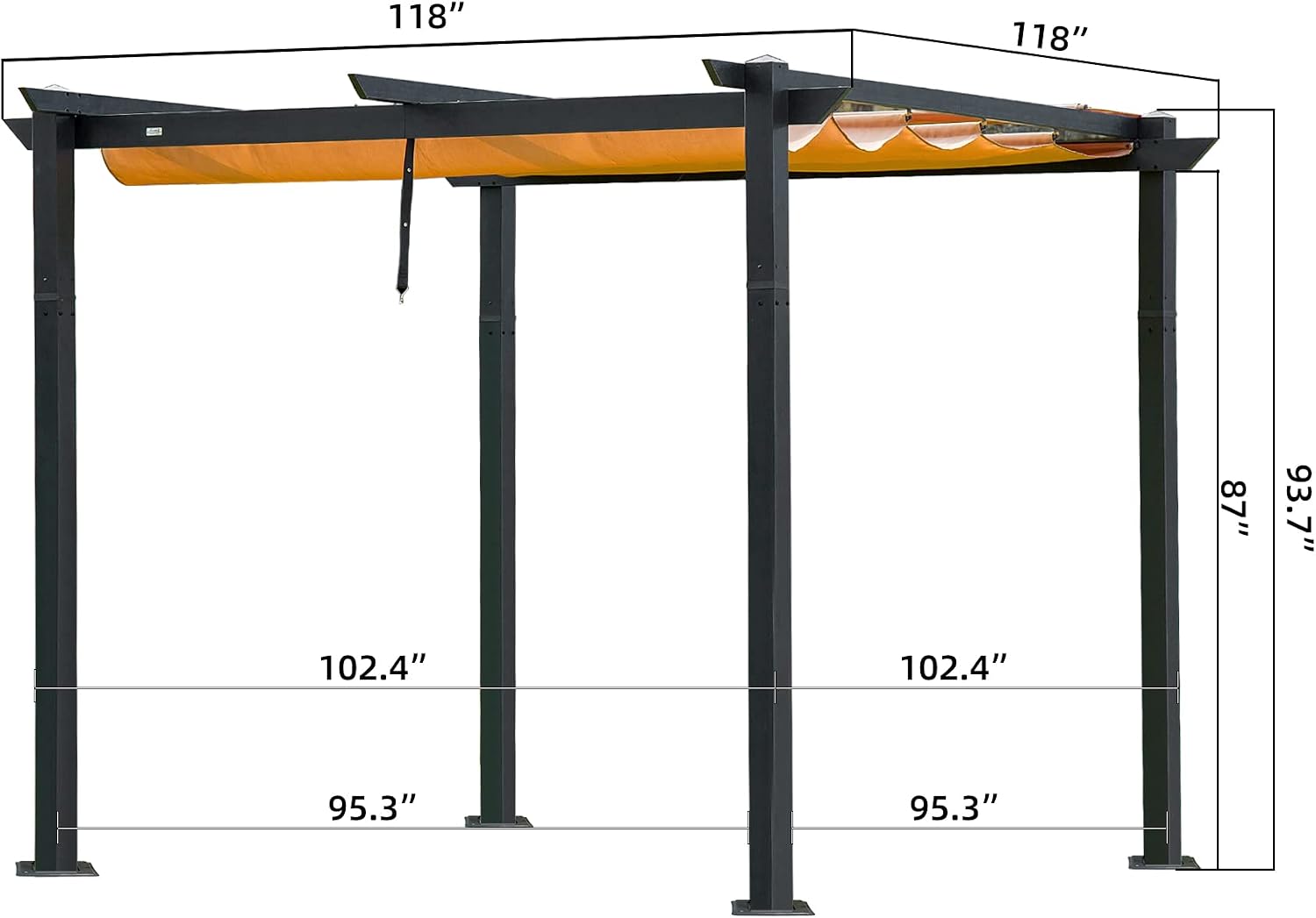Domi 10'x10' Outdoor Retractable Pergola with Sun Shade Canopy, Pergolas and Gazebos Clearance, Patio Metal Canopy for Deck, Garden, Backyard(Wood-Looking)