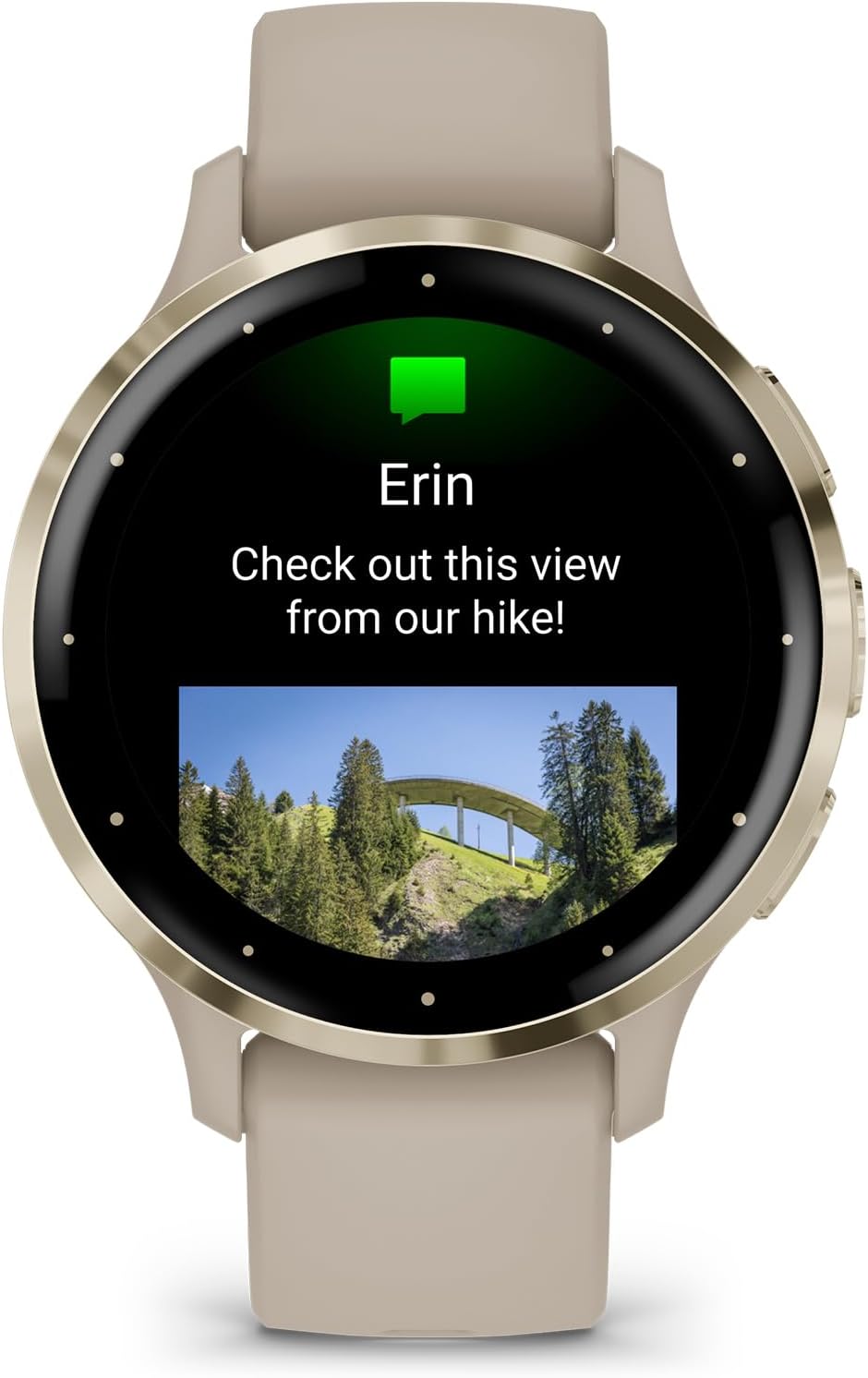 Garmin Venu 3S Running GPS Smartwatch with AMOLED Display, Advanced Health, Fitness Features, Up to 14 Day Battery Life with Signature Series Modern Power Stand | Gold with French Gray Silicone Band
