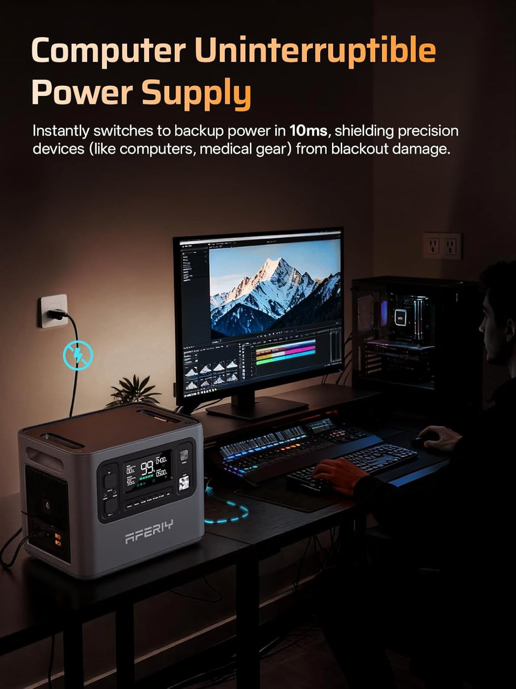 AFERIY 4096Wh Portable Power Station,P280 with 1 Extra Battery,120V 2800W Expandable Capacity LiFePO4 Battery Backup,Solar Generator for Home Use,Outdoor Camping,Power Outage,Camping,RV,Emergencies